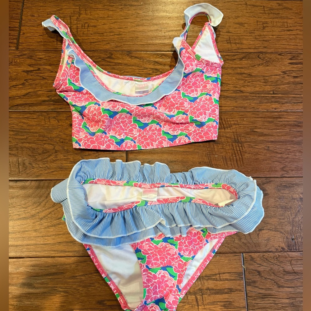 Floral Bikini Set with Ruffle Trim boutique euc